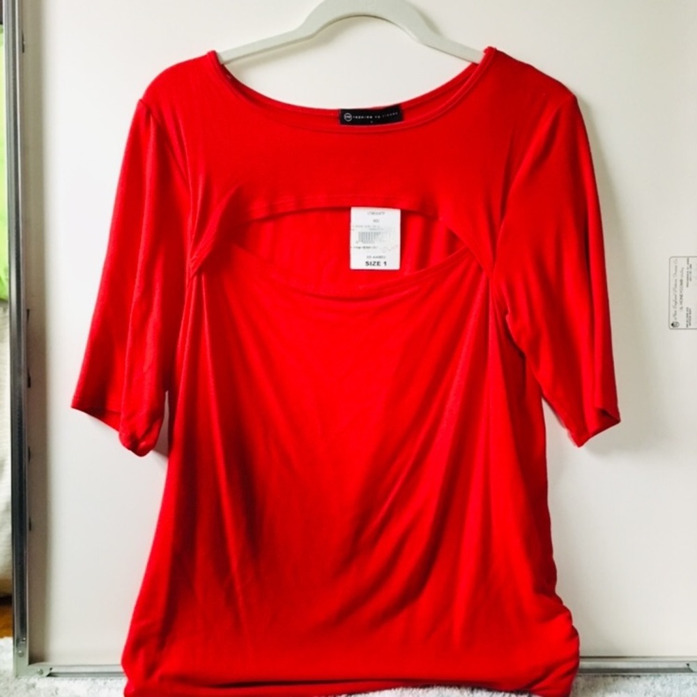 Red Plus Size Cutout Top
